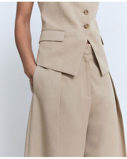 Mango Natural Linen-blend Balloon Pants