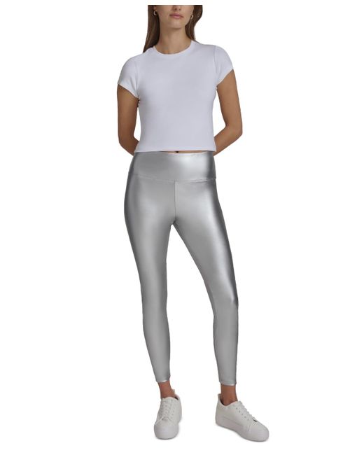 Marc New York Gray Andrew Marc Sport Metallic Faux-leather leggings