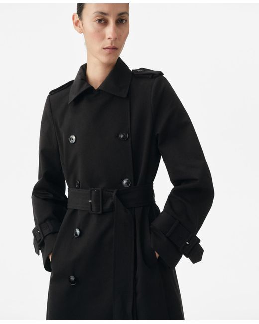 Mango Black Classic Cotton Trench Coat