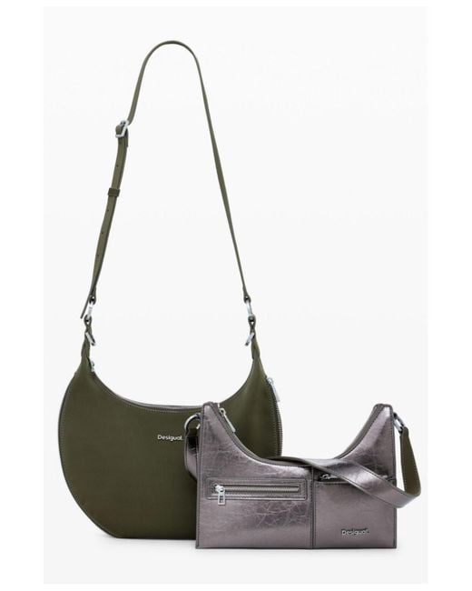 Desigual Black Medium Detachable Two-tone Bag