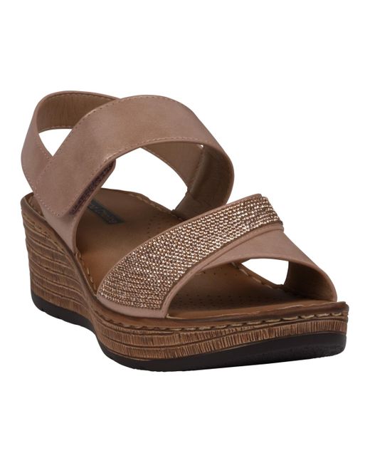 Gc Shoes Brown Lux Embellished Wedge Sandals
