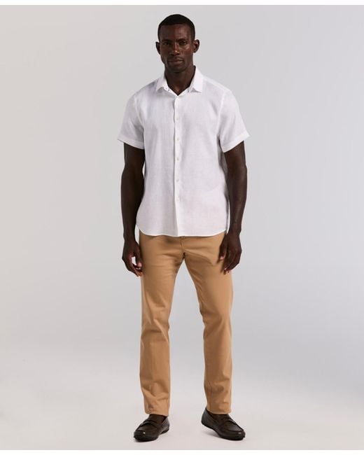 Perry Ellis White Solid Linen Shirt for men