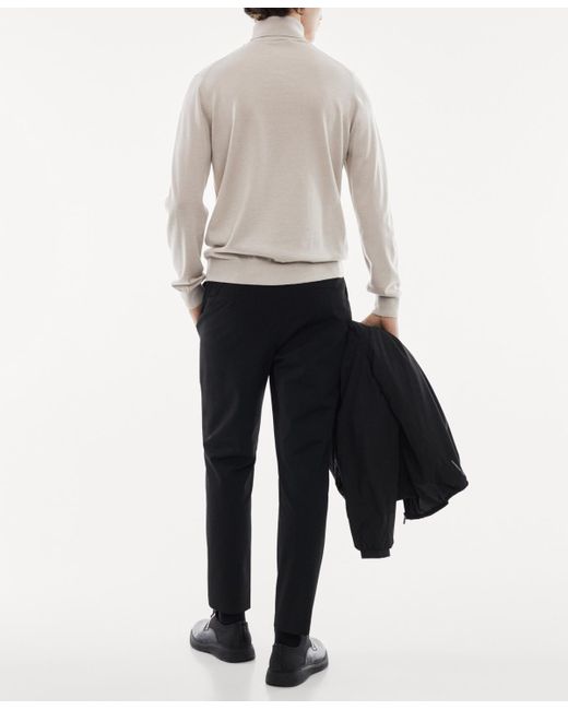 Mango White 100% Merino Wool Turtleneck Sweater for men