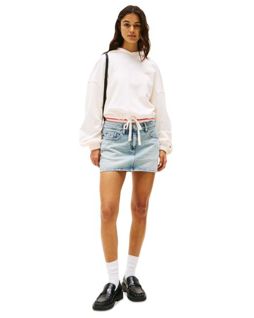 Tommy Hilfiger White Drawstring-hem Logo Hoodie