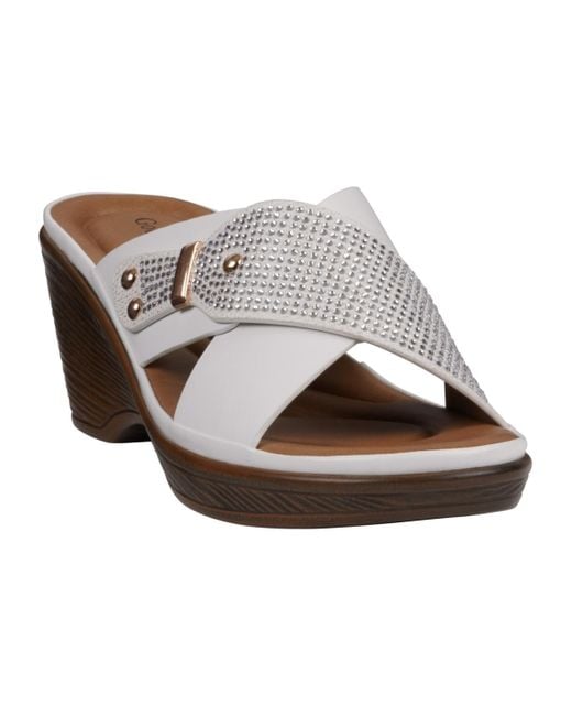 Gc Shoes White Ash Crisscross Wedge Sandals