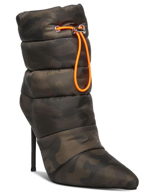 Steve Madden Cloak Puffer Stiletto Dress Booties in Camouflage (Black) | Lyst