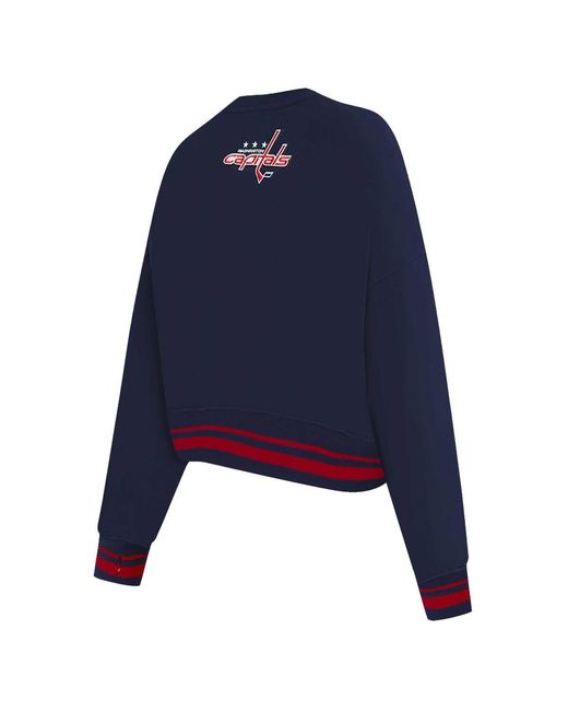 Pro Standard Blue Washington Capitals Area Code Cropped Pullover Sweatshirt