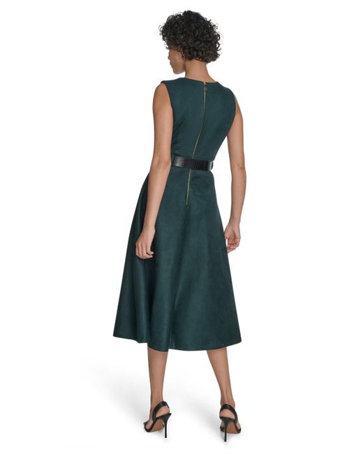 Calvin Klein Green Belted Midi Dress