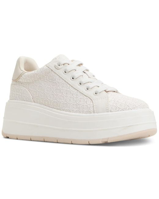 ALDO Women's White Garelia Embroidered Platform Sneaker