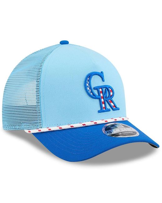 KTZ Light Blue/blue Colorado Rockies 2025 Fourth Of July 9forty A-frame M-crown Adjustable Trucker Hat for men