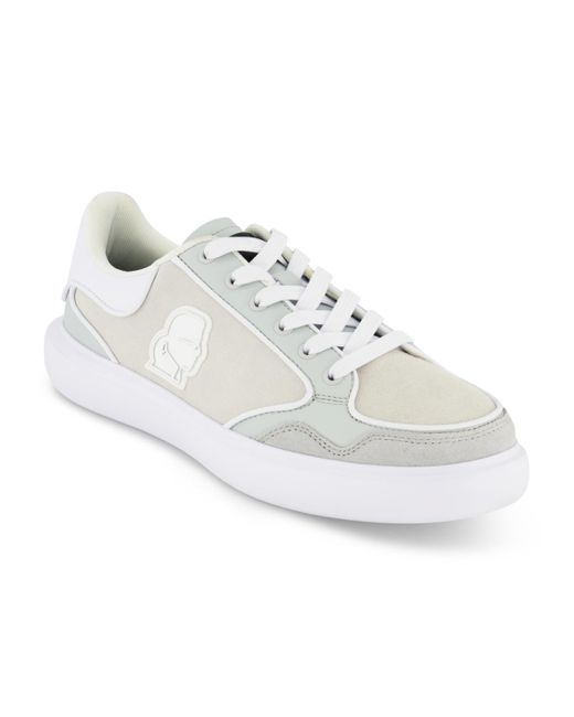 Karl Lagerfeld White Side Patch Court Lace Up Sneakers for men