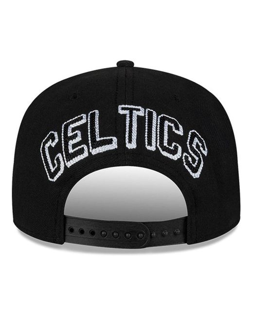 KTZ Black Boston Celtics Chainstitch 9fifty Snapback Hat for men