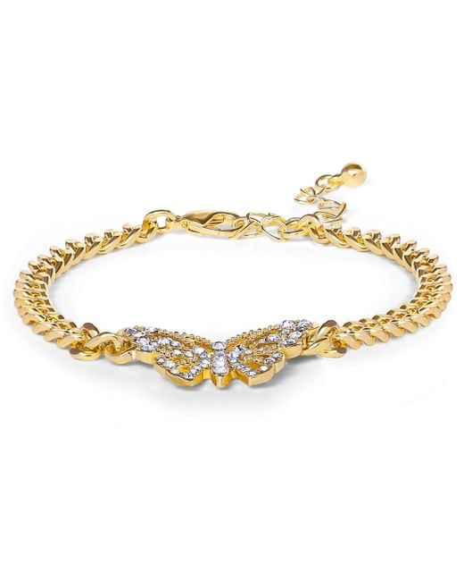 Jessica Simpson Metallic Butterfly Charm Chain Bracelet