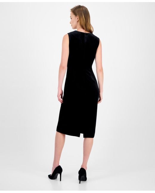 Anne Klein Black Petite Sleeveless Midi Dress