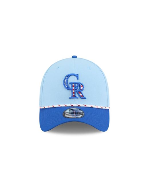 KTZ Light Blue/blue Colorado Rockies 2025 Fourth Of July 39thirty Flex Hat for men