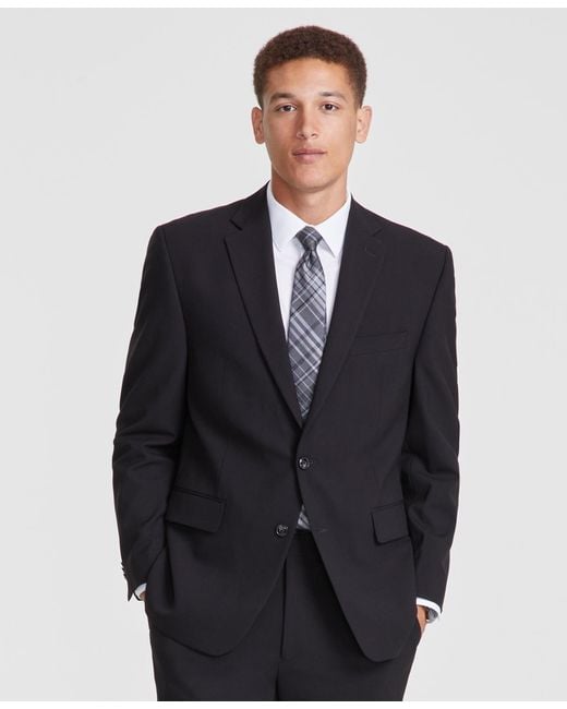 Perry Ellis Black Perry Ellis Modern-fit Solid Nested Suit for men
