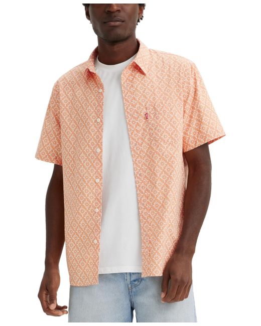 Levi's Pink Classic 1 Pocket Short Sleeve Regular Fit Shirt for men