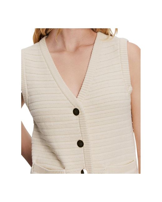 Sanctuary Natural Textured Button-front Sweater Vest