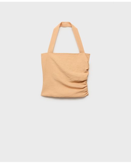 Mango Natural Gathered Detail Lyocell Top