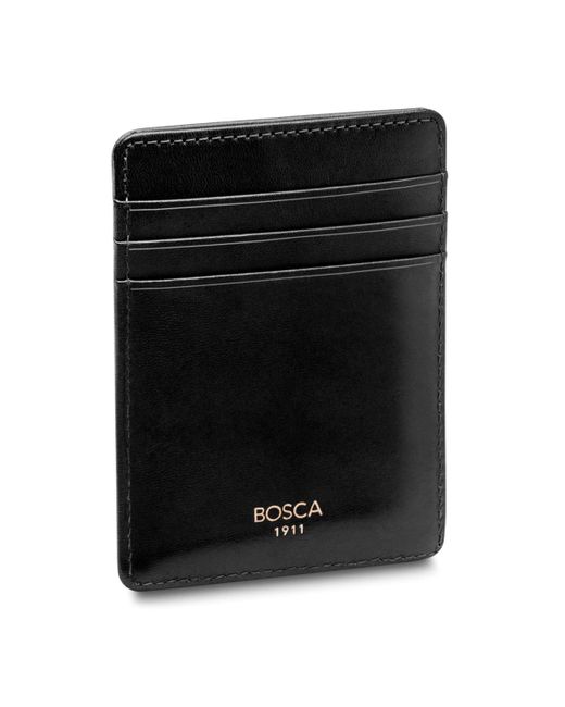 Bosca Black Old Leather Deluxe Front Pocket Wallet for men
