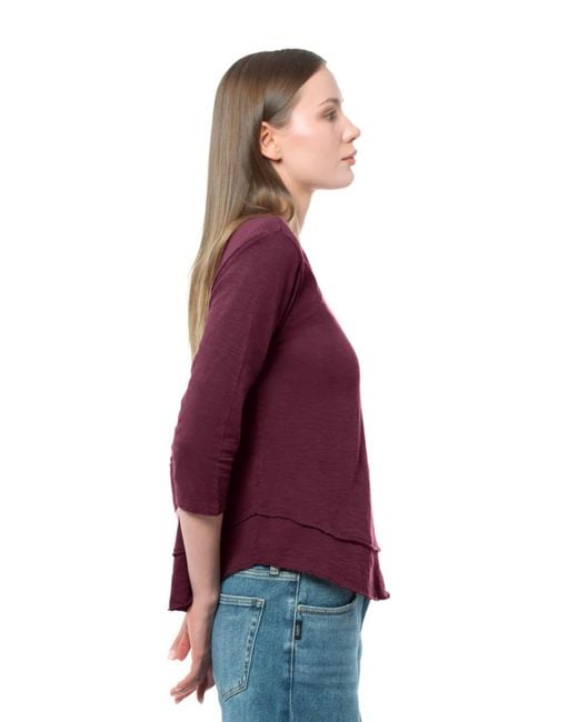 Wilt Purple Sleeve Mock Layer Tee