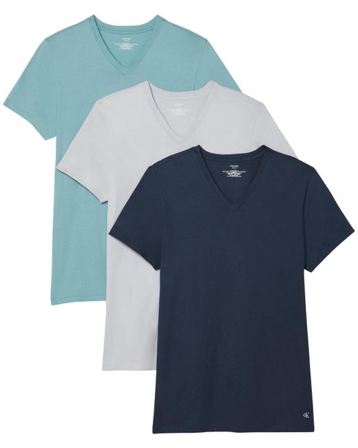 Calvin Klein Blue 3-pack Cotton Classics V-neck T-shirts for men