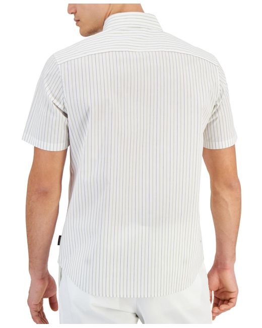 Michael Kors White Slim-fit Stretch Stripe Button-down Shirt for men