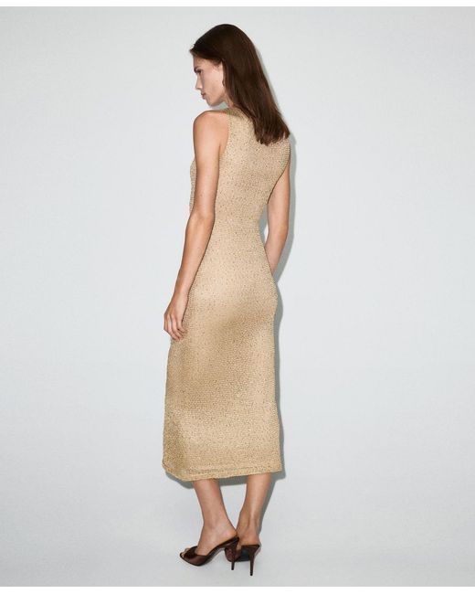 Mango Women's White Sequin Detail Knitted Dress