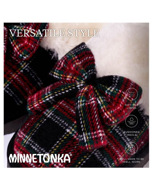 Minnetonka Black Bow Scuff Slippers
