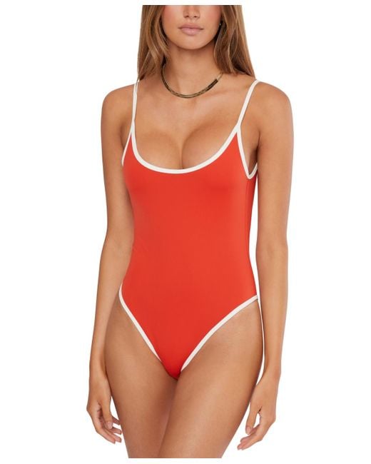 WeWoreWhat Red Scoop-neck One Piece Swimsuit