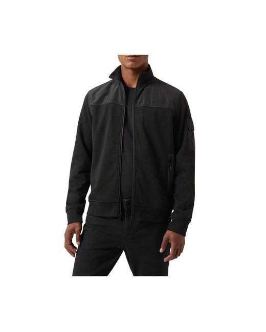 DKNY Black Brushed Back Tech Fleece Full Zip Track Jacket for men