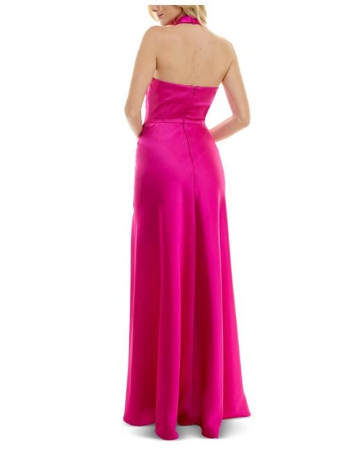 Taylor Pink High-low Halter Gown