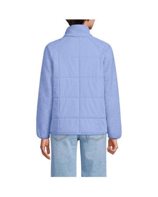 Lands' End Blue Mixed Media High Pile Fleece Jacket
