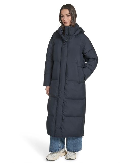 Levi's Blue Cloud Puff Hooded Extra Long Puffer Jacket