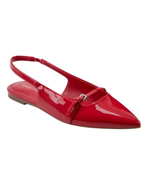 Marc Fisher Red Elelyn Pointy Toe Slingback Dress Flats