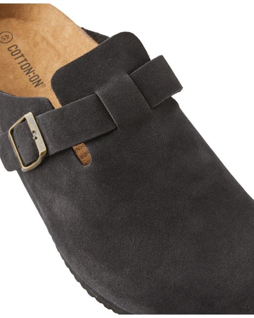 Cotton On Black Closed Toe Buckle Slide for men