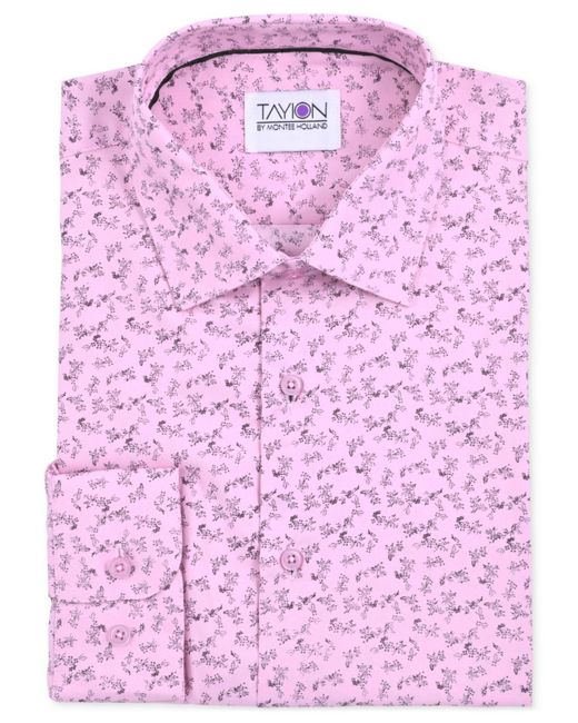 Tayion Collection Slimfit Floral Dress Shirt in Pink for Men Lyst
