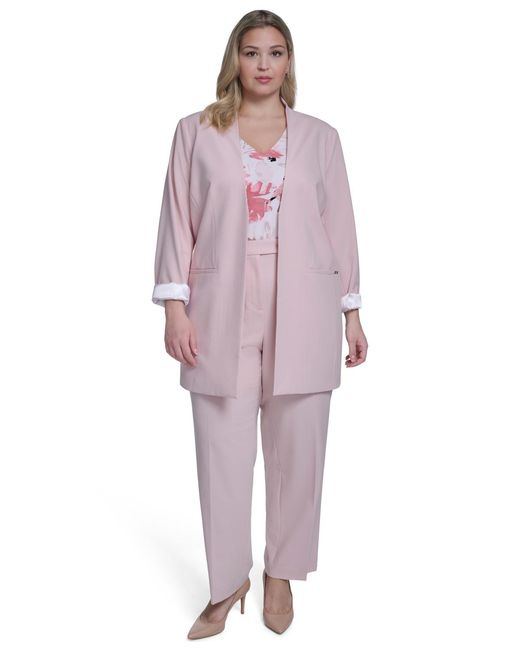 Calvin Klein Purple Plus Size Open-front Notch Collar Jacket