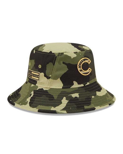 KTZ Synthetic Camo Chicago Cubs 2022 Armed Forces Day Bucket Hat in ...