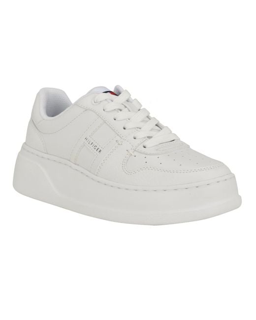Tommy Hilfiger White Giahn Lace Up Fashion Sneakers