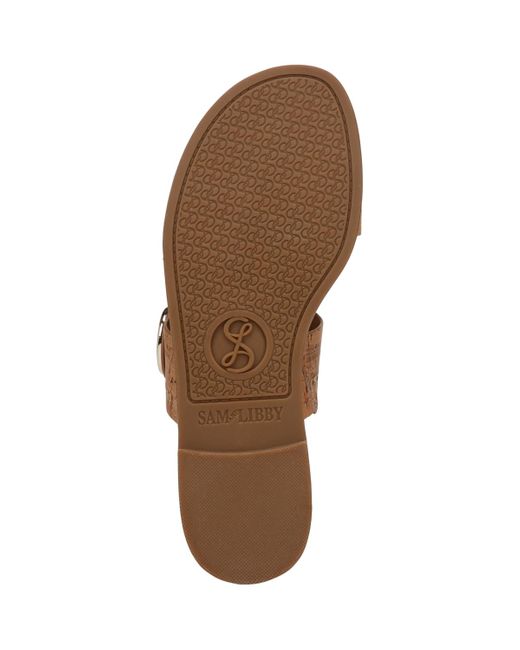 Sam & Libby Brown Tamora Slide Round Toe Flat Sandals