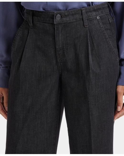 NYDJ Blue Teresa Wide Leg Ankle Pleated Jeans