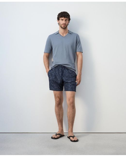 Mango Blue Drawstring Printed Swimsuit for men