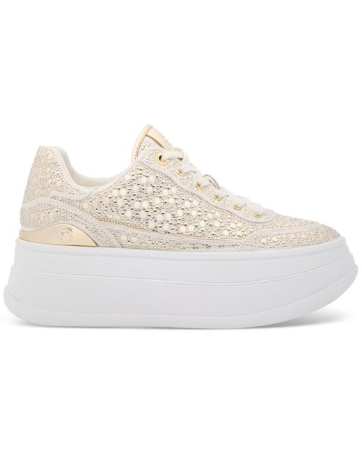 Michael Kors White Michael Hayes Embellished Platform Sneakers