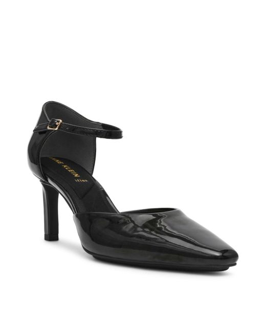 Anne Klein Black Rosalind Ankle Buckle Strap Pumps