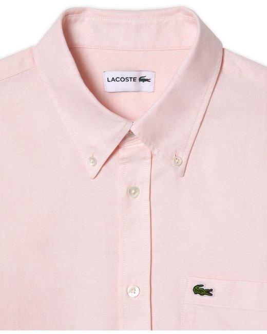 Lacoste Pink Woven Long Sleeve Button-down Oxford Shirt for men