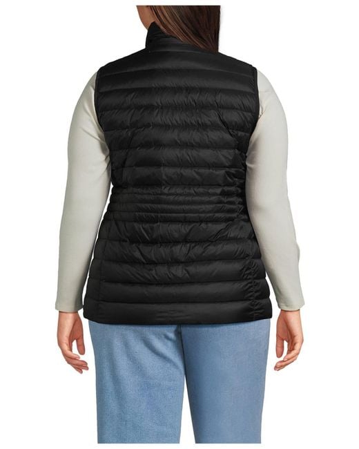 Lands' End Black Plus Size Wanderweight Packable Down Vest