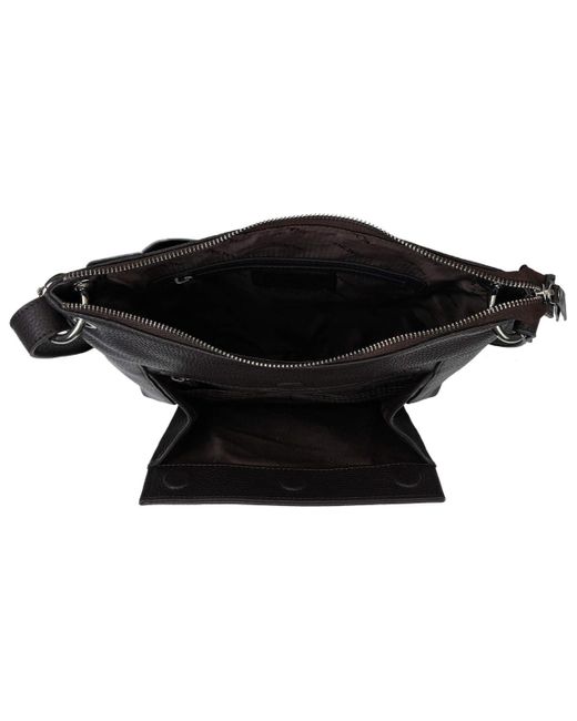 Mancini Black Pebble Trish Leather Crossbody Handbag