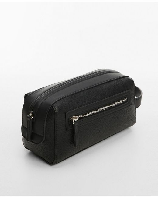 Mango Black Zipped Pebbled Cosmetic Bag for men