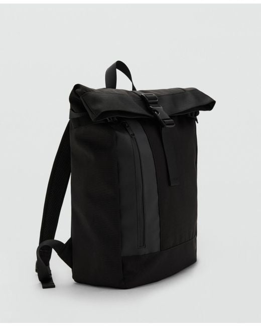 Mango Black Flap Backpack for men